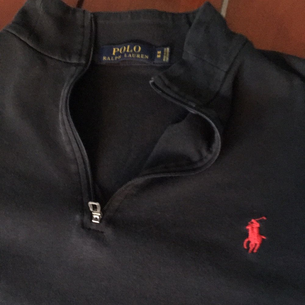 Men’s size M black long sleeved polo shirt with zipper front - Picture 2 of 2
